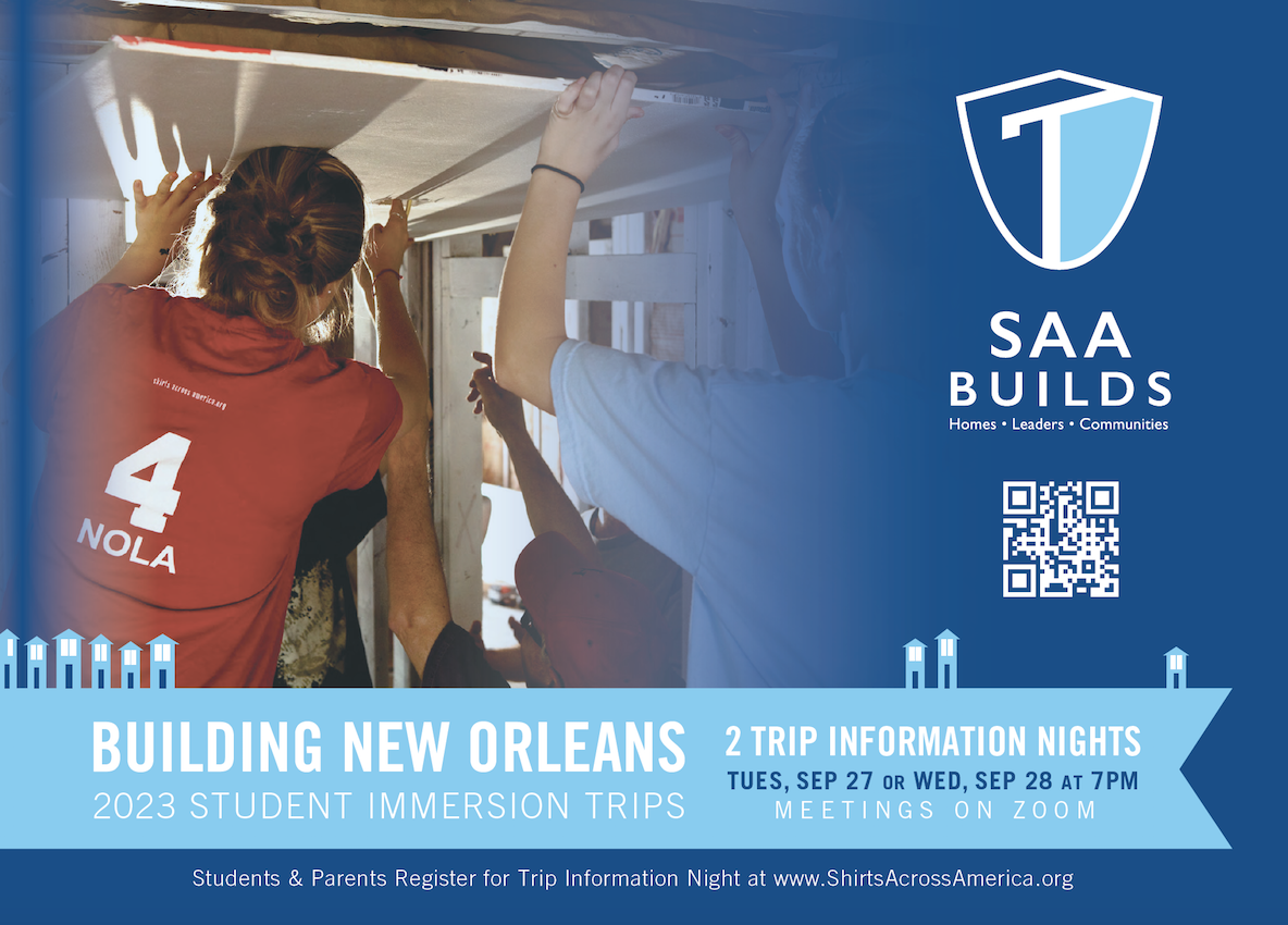 Apply for SAA’s 2023 New Orleans Immersion Trips! Shirts Across America